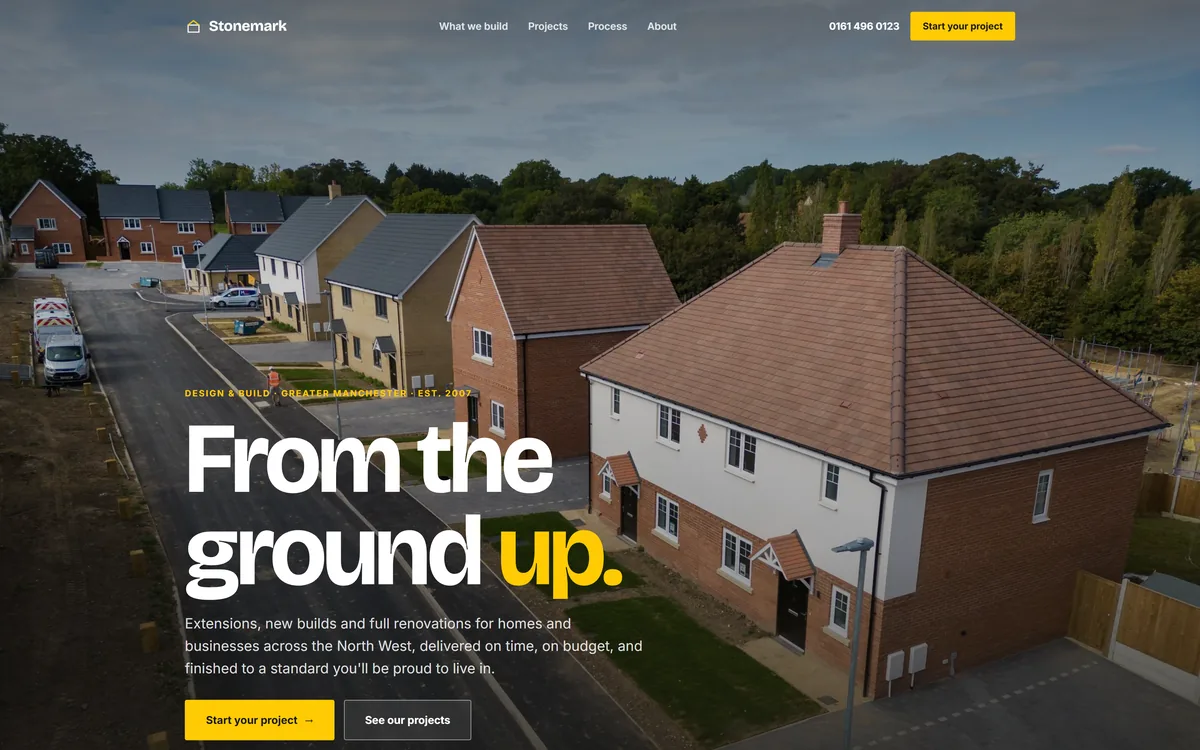 The Stonemark Construction demo site homepage