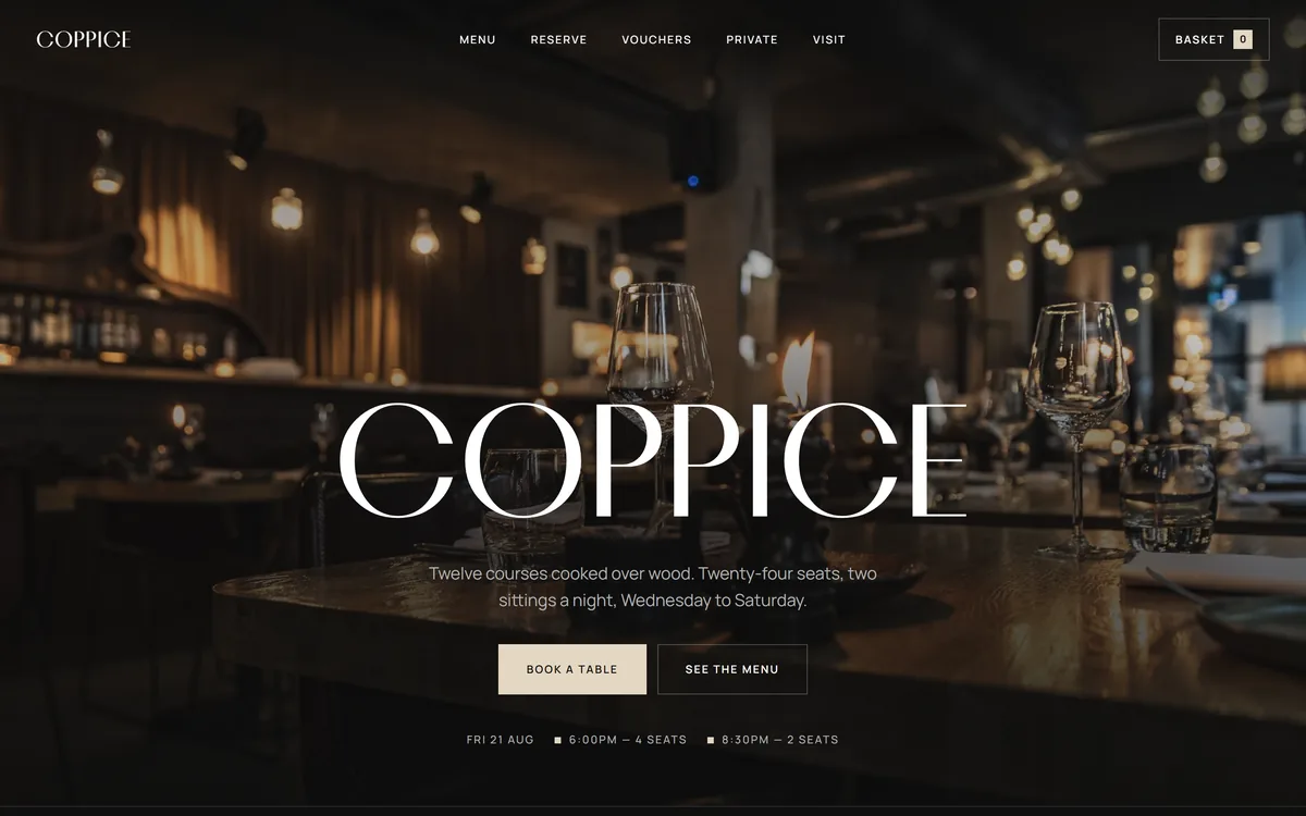 The Coppice demo site homepage