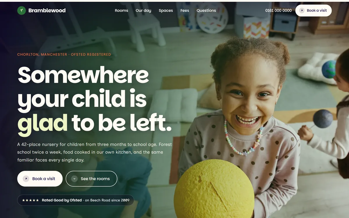 The Bramblewood Nursery demo site homepage